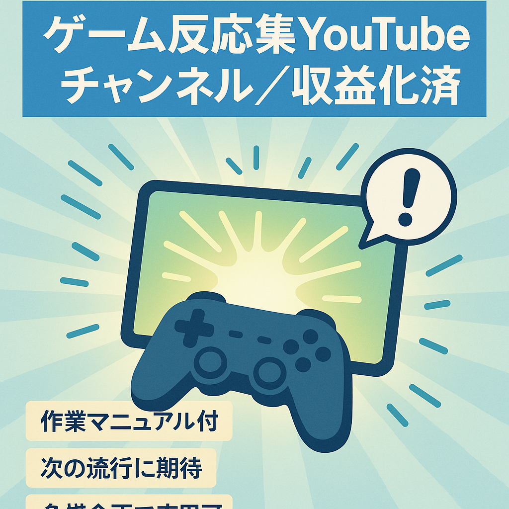 【制作マニュアル付き・収益化済み】ゲーム反応集YouTubeチャンネル