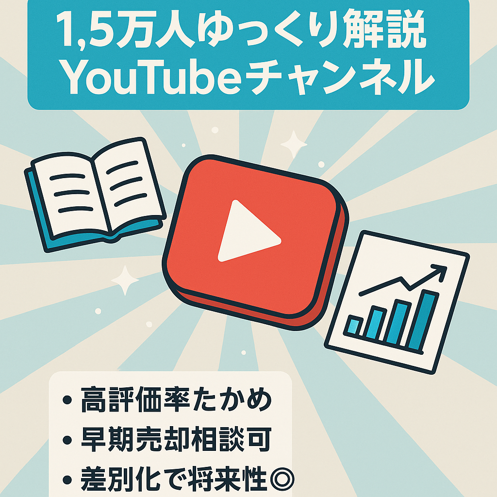 【YouTube登録者数1.5万人】ゆっくり解説系アカウント【早期売却希望】
