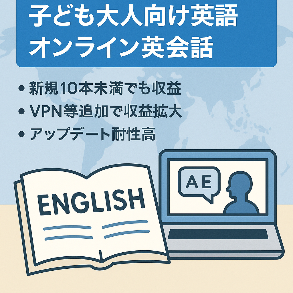 子ども大人向けオンライン英会話　英語ブログ　収益化済み