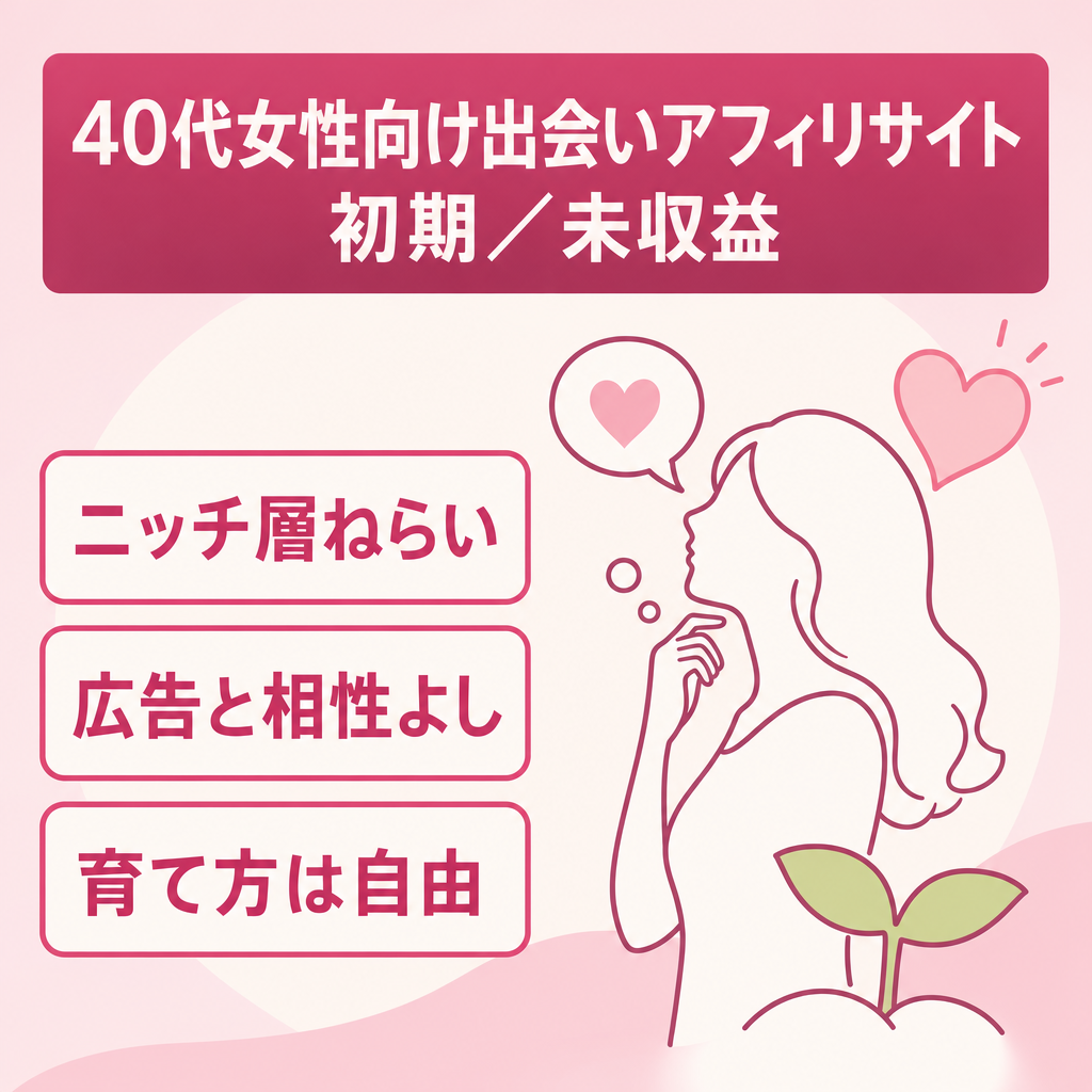 40代女性の出会いをテーマにしたアフィリエイトサイト｜未収益・初期サイト