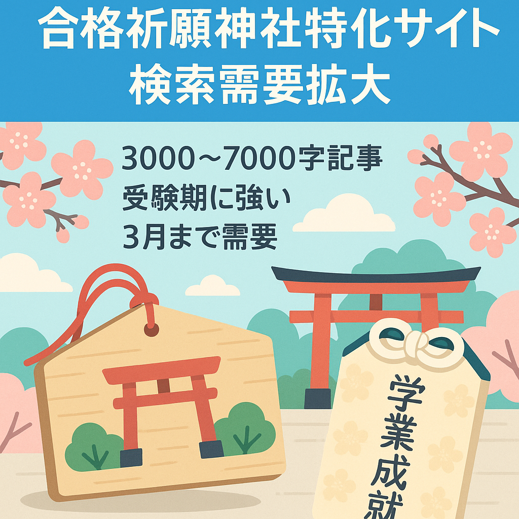 【合格祈願神社の超特化サイト】検索需要が徐々に高まり3月まで需要あり！