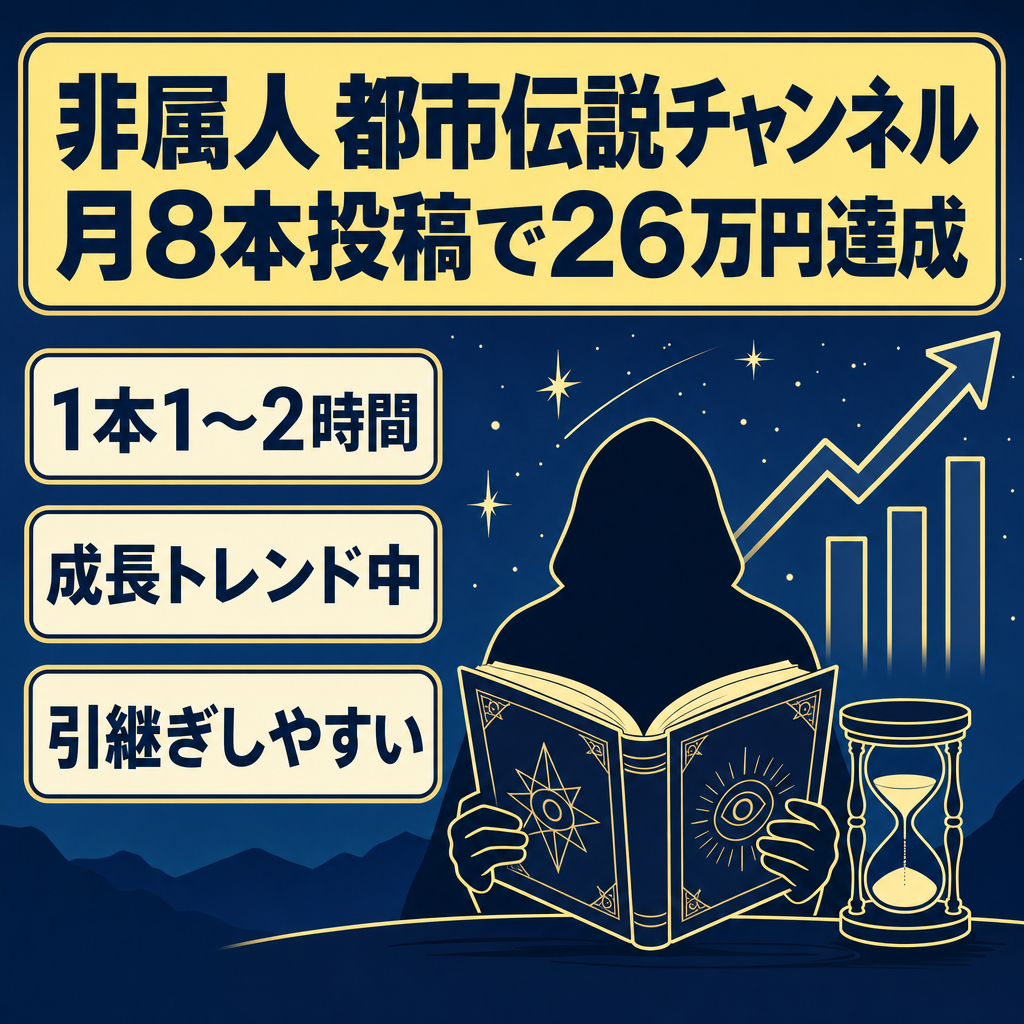 【月8本投稿で26万円達成】大人気の非属人都市伝説チャンネル