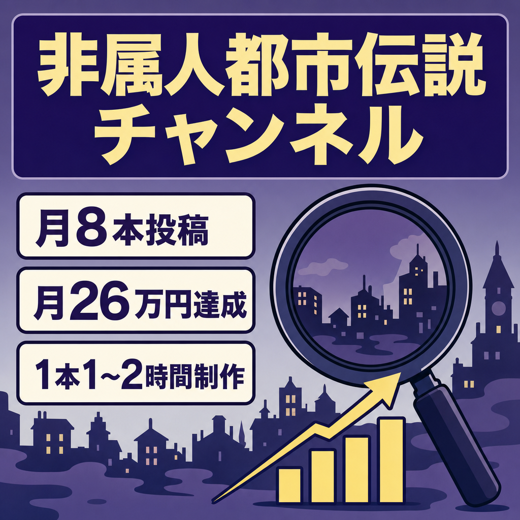 【50%オフ‼️月8本投稿で26万円達成‼️】非属人都市伝説チャンネル