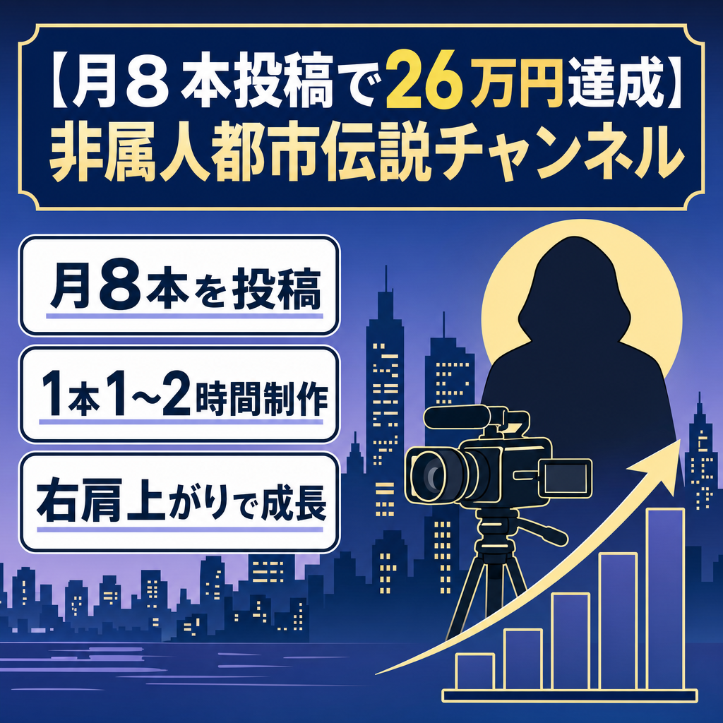 【月8本投稿で26万円達成】非属人都市伝説チャンネル
