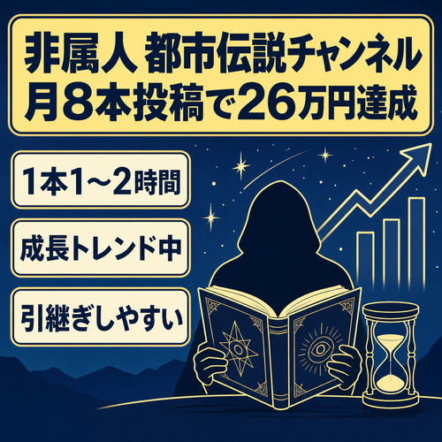 【月8本投稿で26万円達成】大人気の非属人都市伝説チャンネル