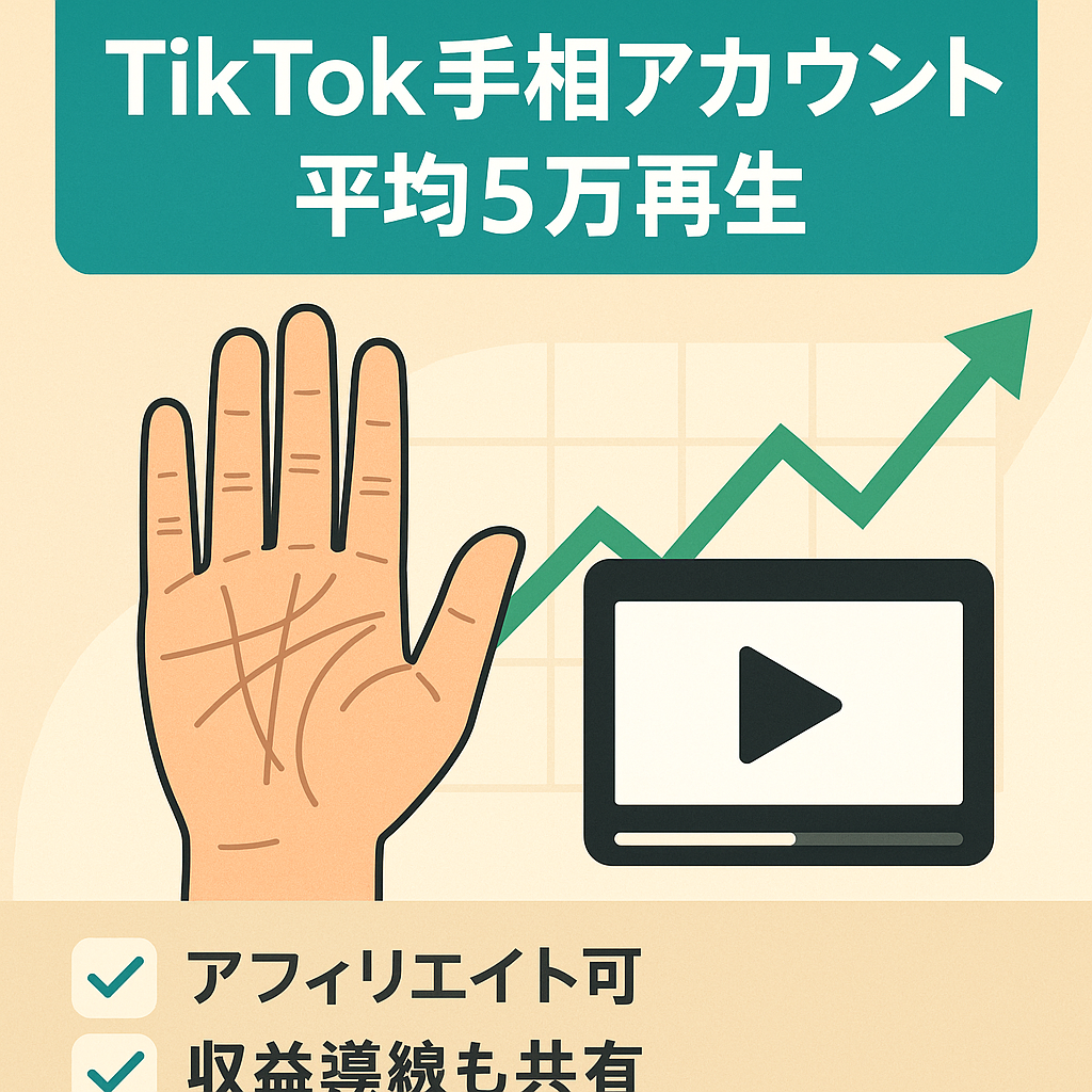 TIKTOK　手相アカウント　平均5万再生以上!!　今伸びてるアカウント