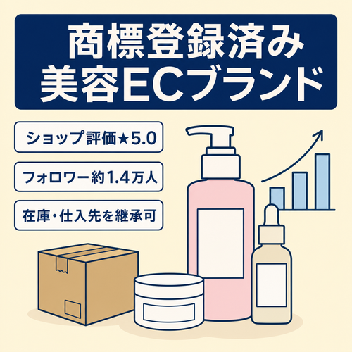 商標登録済み美容EC事業｜Amazon販売実績あり・TikTok shop｜TikTokフォロワー約1.4万人｜在庫・仕入先・コンテンツ引継ぎ可能