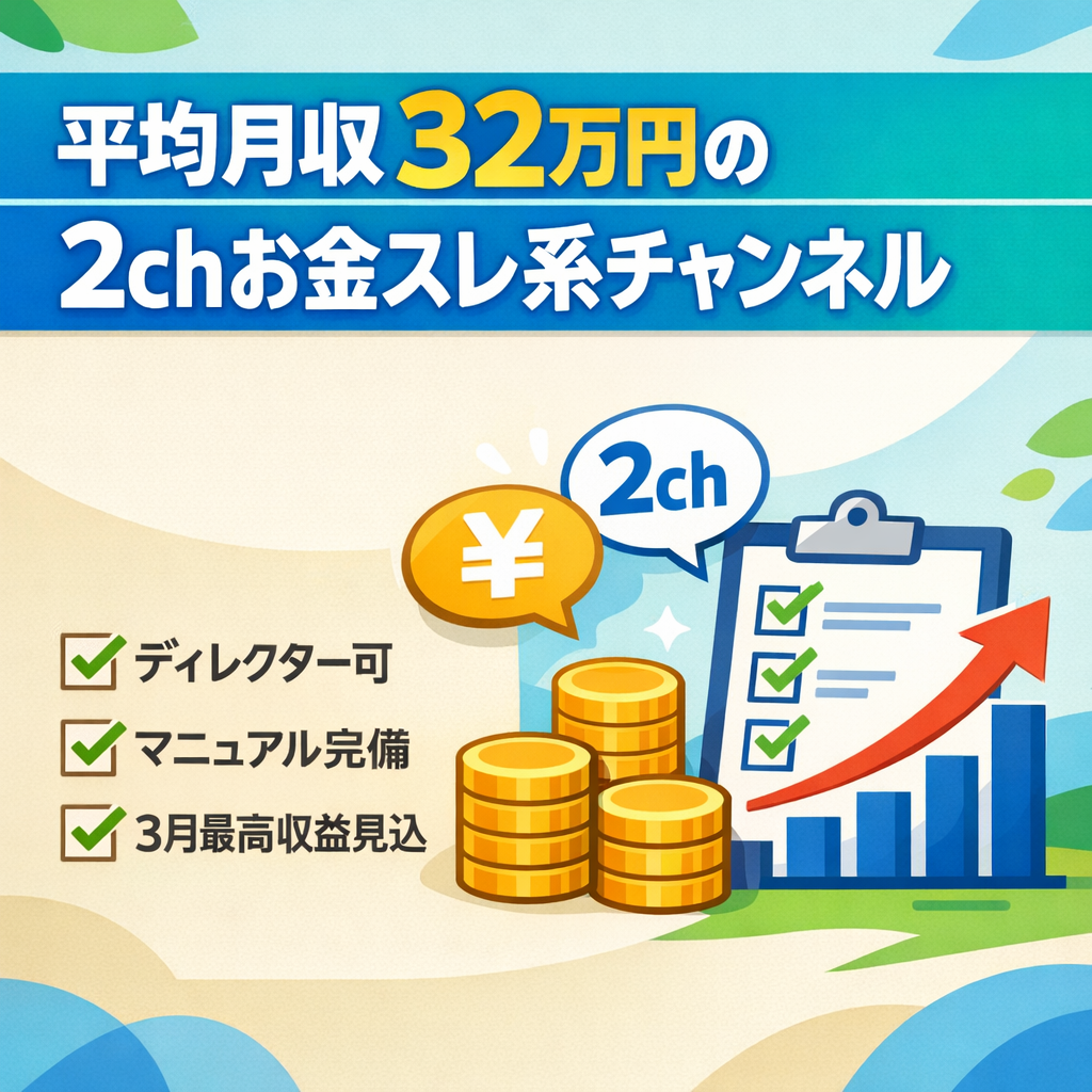 【平均月収32万円】2chお金スレ系　非属人　ディレクター付き　全マニュアル完備