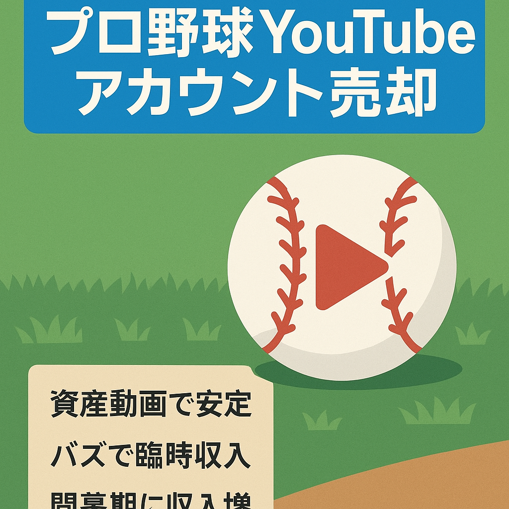 プロ野球系youtubeアカウント 資産動画からの収益あり