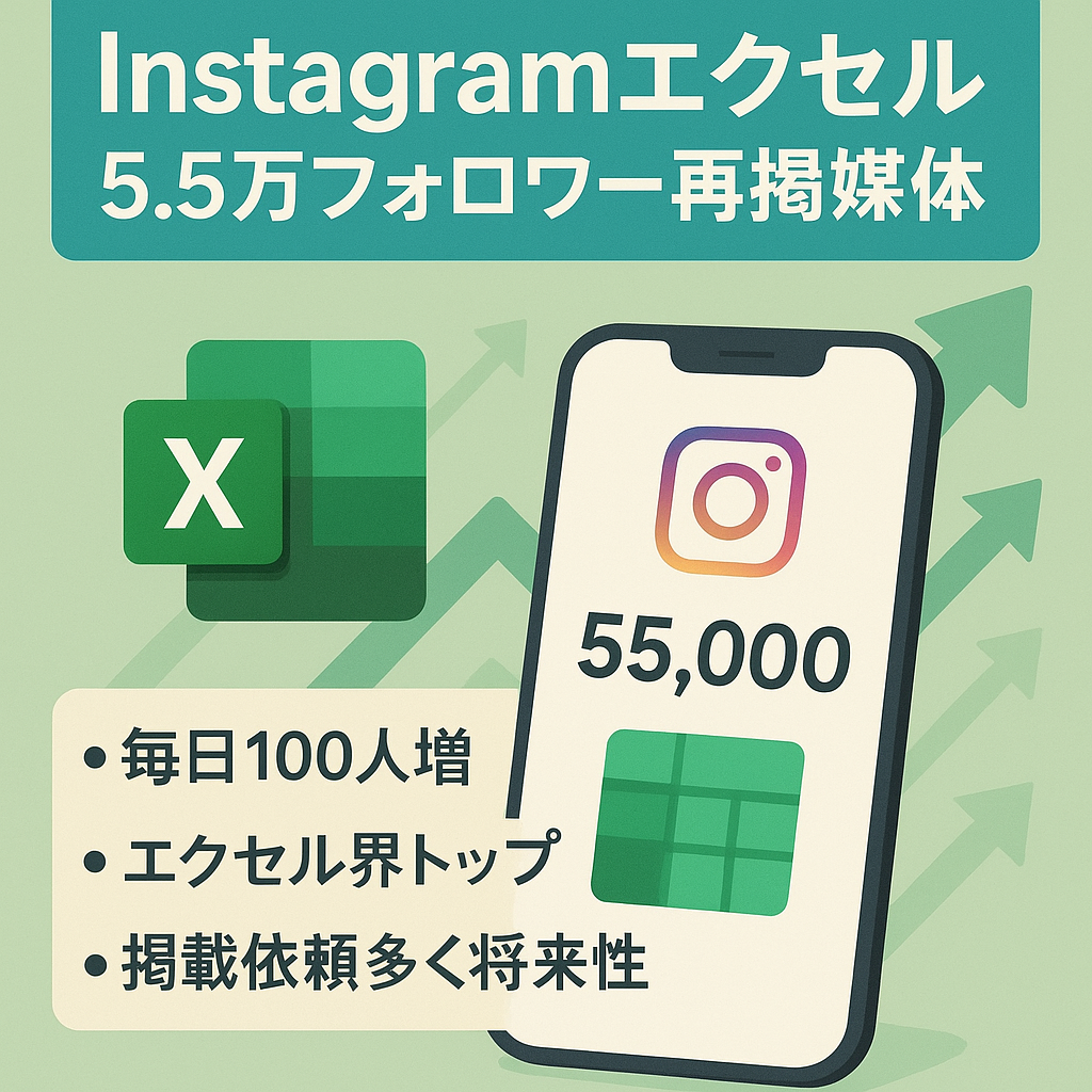 【Instagramフォロワー数5.5万人以上】属人性なし業界トップクラスの知名度のエクセルリポストメディア