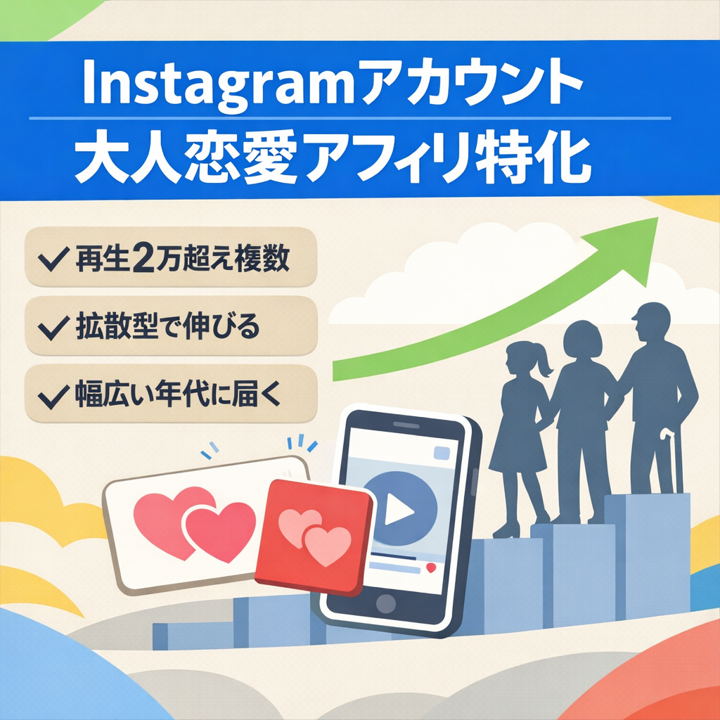 再生2万超え複数｜アフィリエイト特化Instagram｜大人恋愛向けジャンル