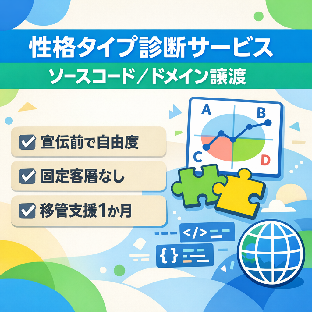 MBTI×アーキタイプ診断SaaS 完全譲渡（ソースコード+ドメイン）