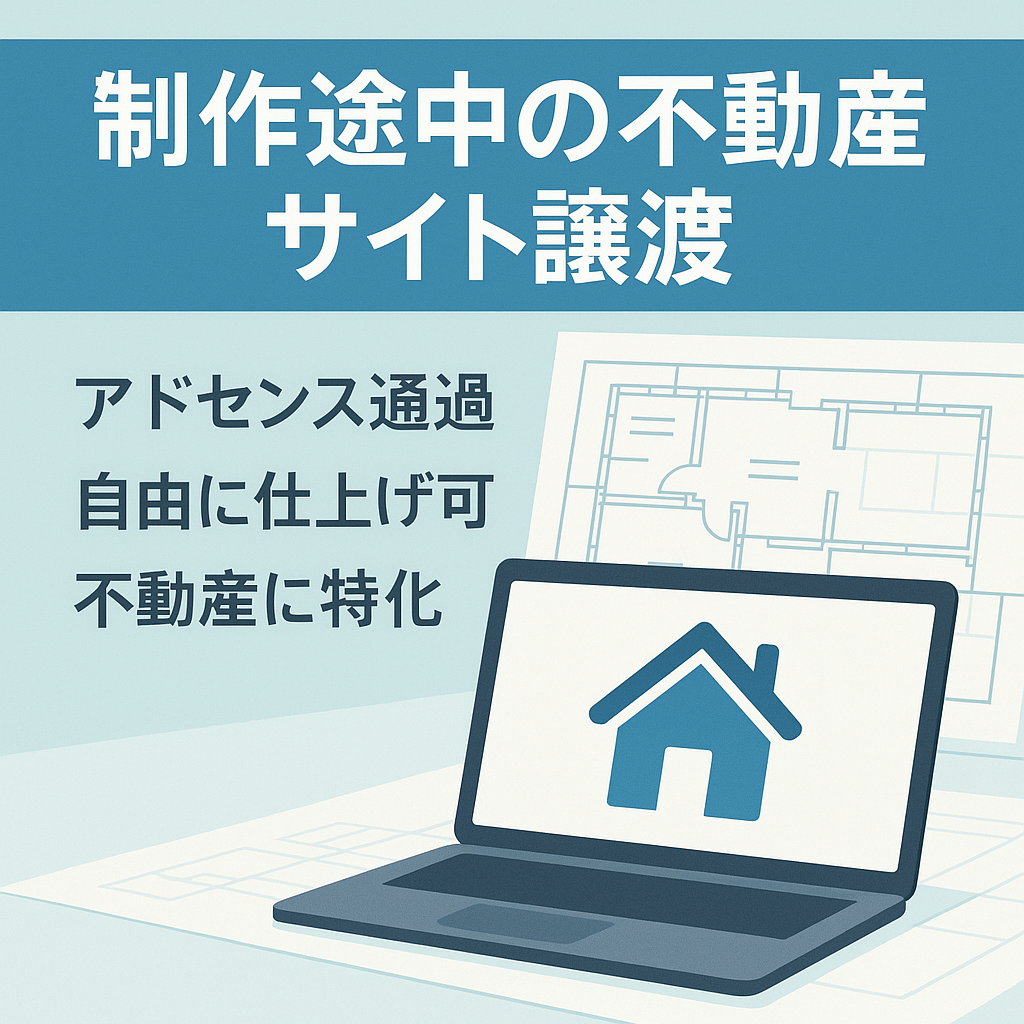 不動産サイト作成中ですが、他のサイトが忙しく更新できない為販売します。