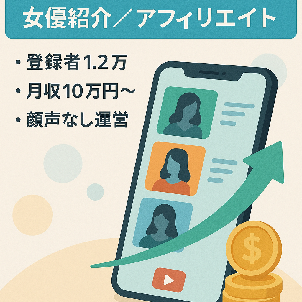 【YouTubeショート動画×アフィリエイト】女優紹介系チャンネル【登録者1.2万人 / 月収10万〜】