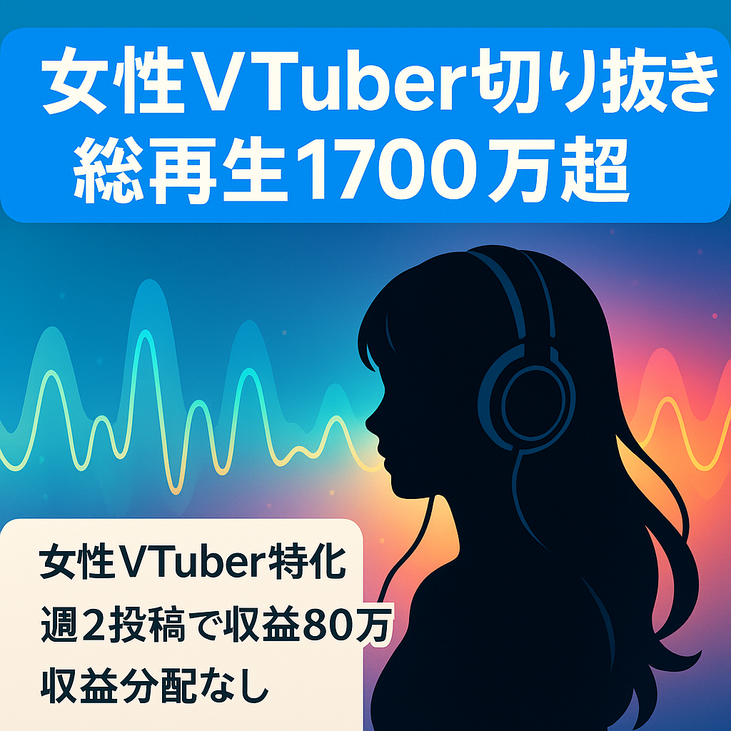 【週2本の投稿で収益100万越えの実績あり】人気女性VTuberの切り抜きチャンネル【総再生1700万越え】
