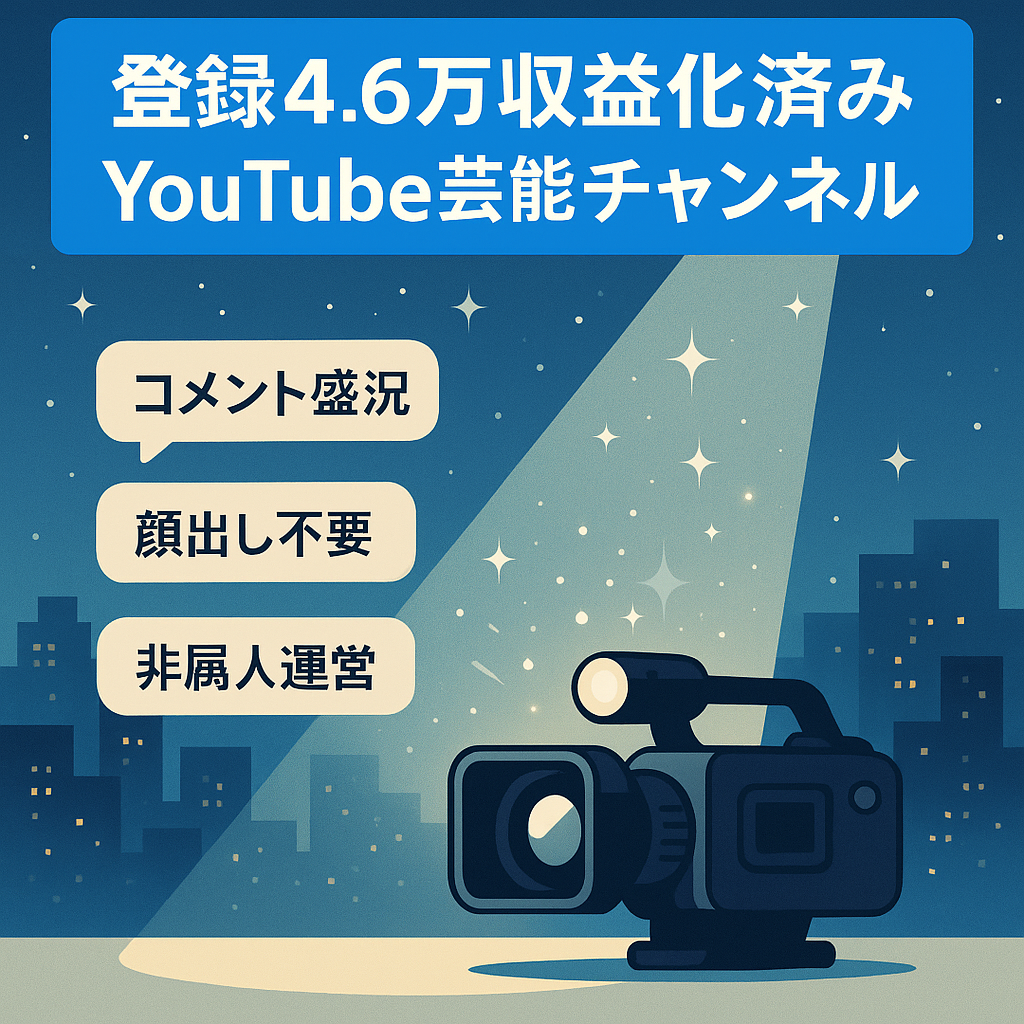 【登録者4.6万人超】収益化済み・非属人YouTube芸能チャンネル