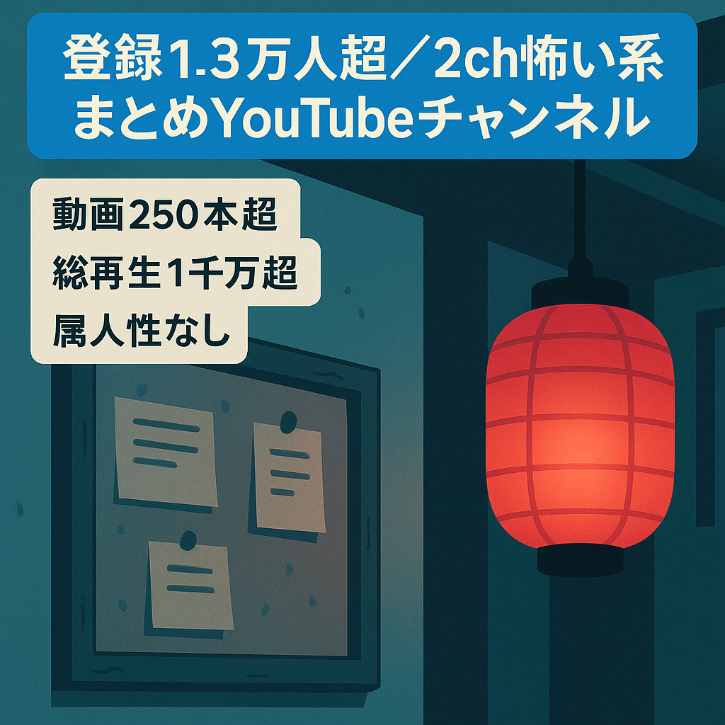 【登録者13,000人以上！】2ch怖い系まとめYouTubeチャンネル【ペナルティなし・属人性なし・収益化済】