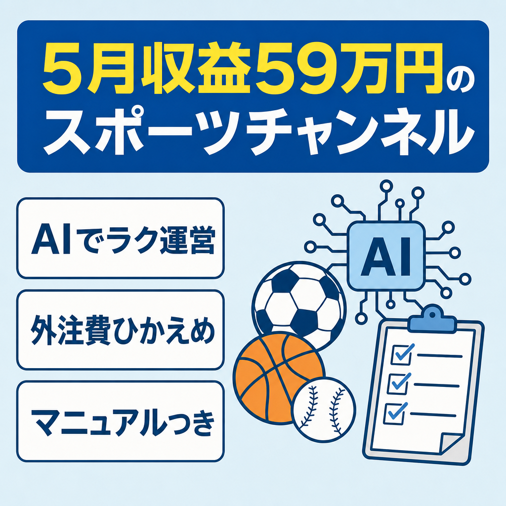 『５月収益５９万円』流行りのスポーツチャンネル【外注運営、AI使用の運営】
