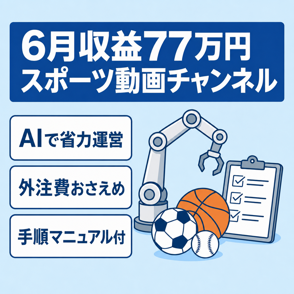 『６月収益７７万円』流行りのスポーツチャンネル【外注運営、AI使用の運営】