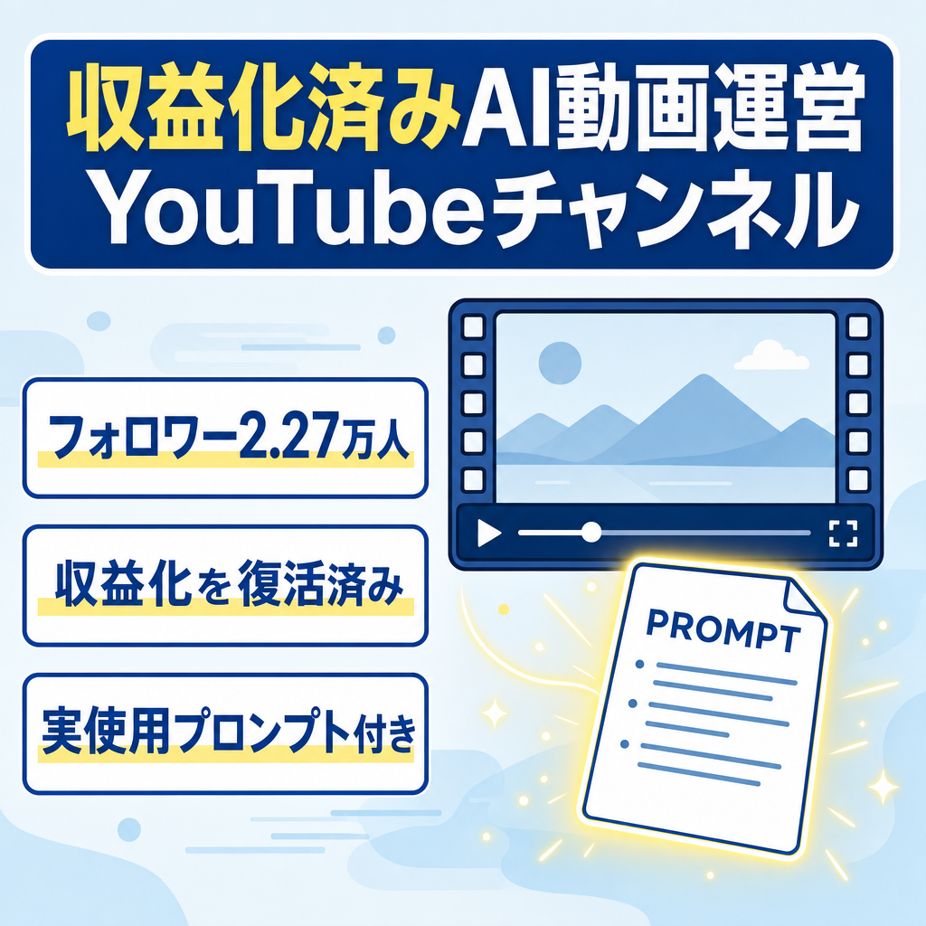 【YouTube収益化済み】22,700フォロワー｜AI動画運営ノウハウ・プロンプト付き
