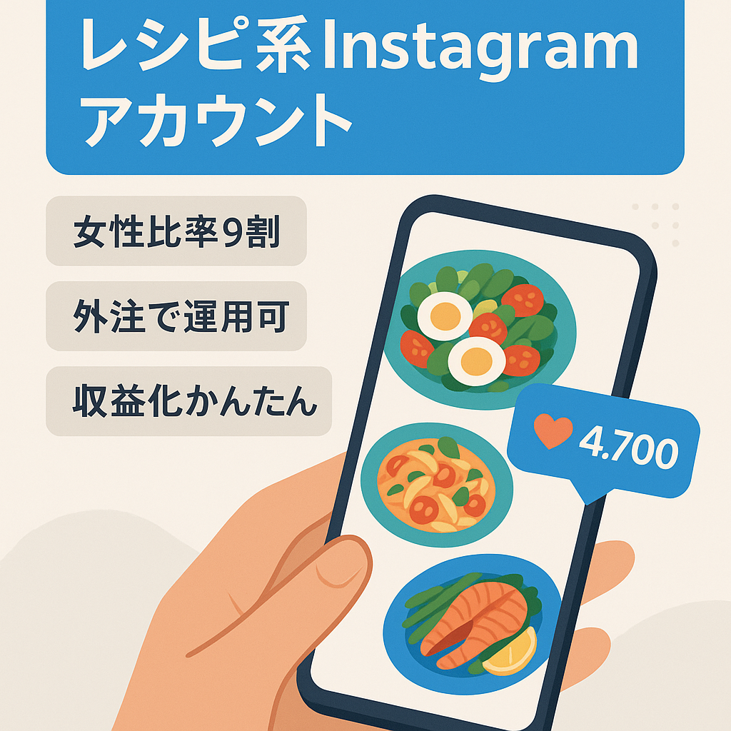 【属人性なし！右肩上がり！】Instagramフォロワー約4,700人レシピ系リポストアカウント