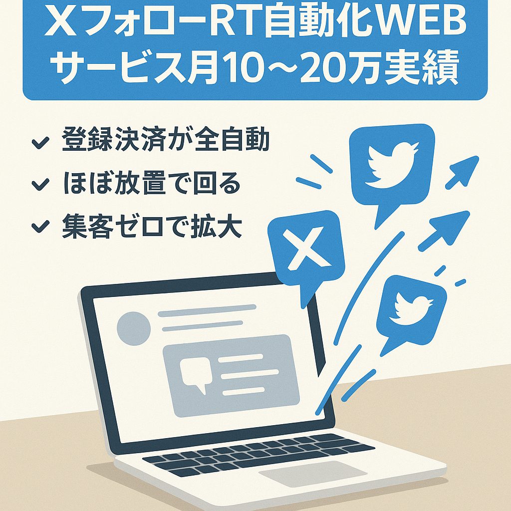 【放置で過去月10〜20万安定】X（旧Twitter）フォローRT企画の自動化WEBサービス