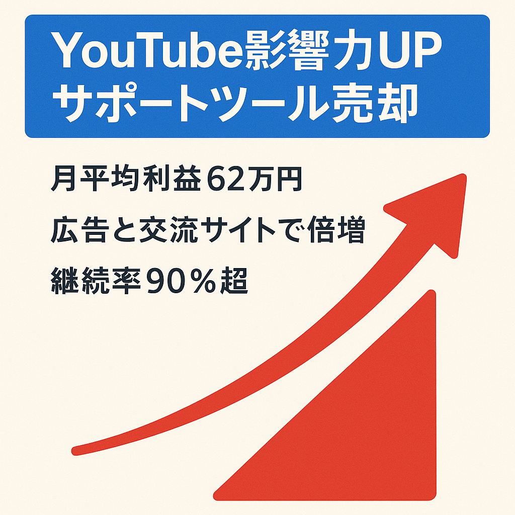 【50万超えyoutuber利用】youtube影響力UPサポートツール　大幅収益UP提案有