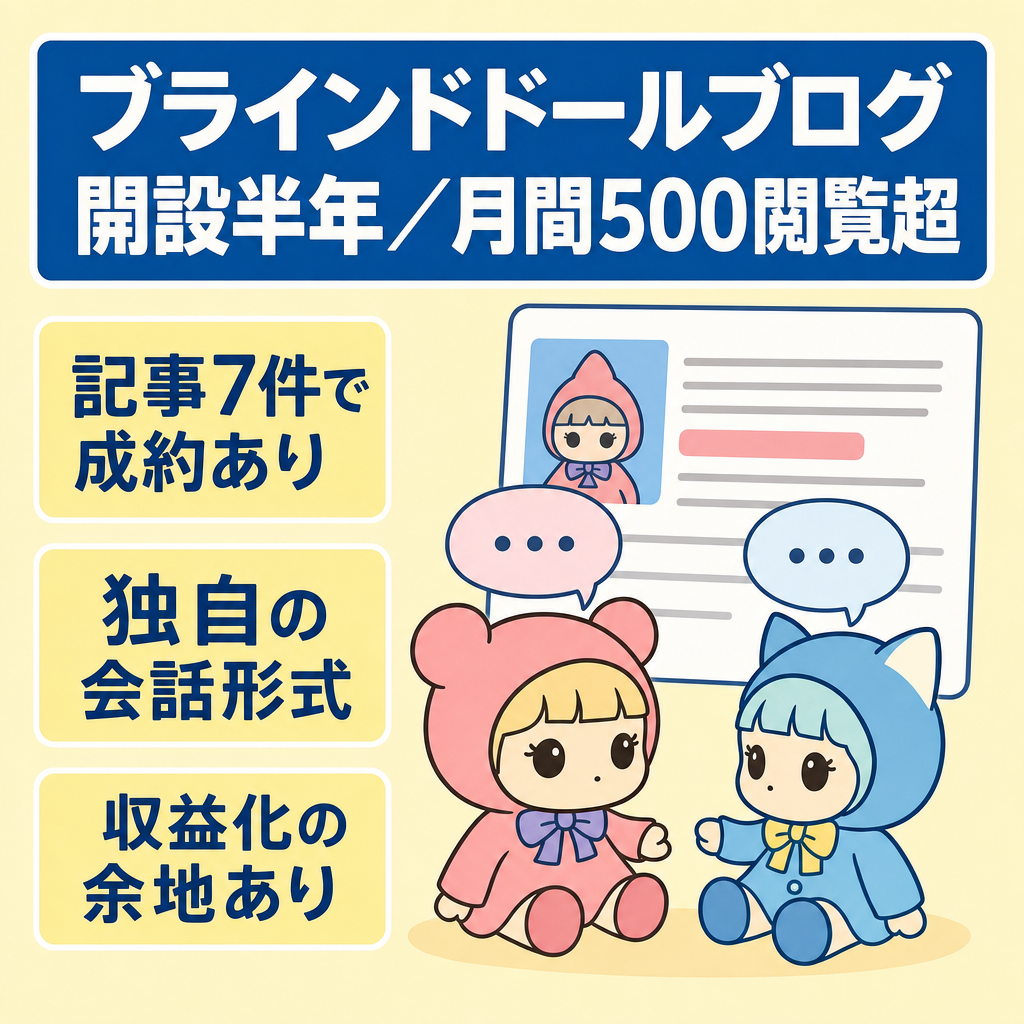 ブラインドドール特化ブログ｜開設半年で月間500PV超