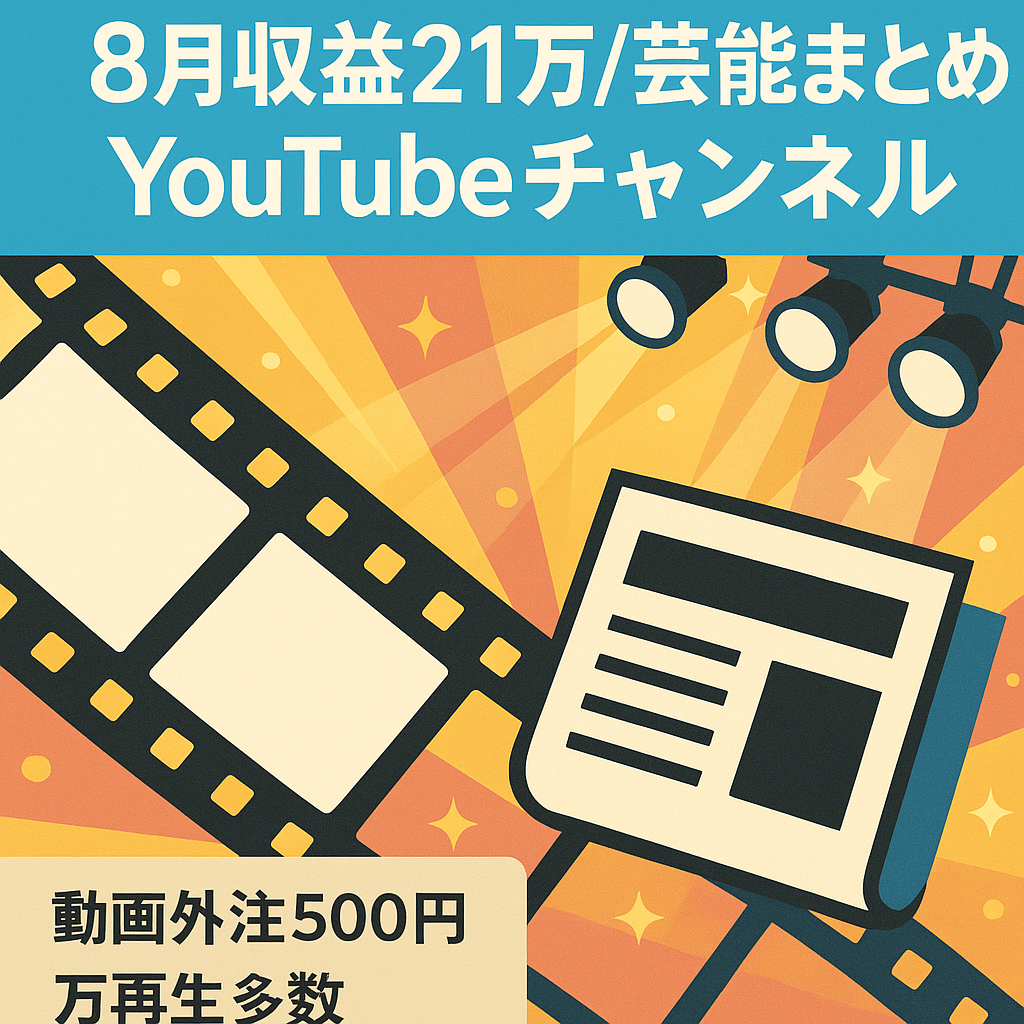 【8月収益21万】youtube芸能なんｊまとめYouTubeチャンネル