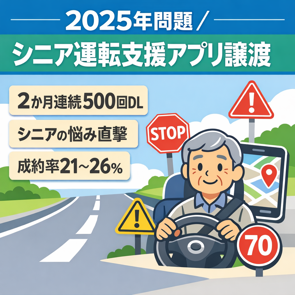 【2025年問題・シニアDX】高齢ドライバーに特化したiOS＆Androidアプリ譲渡