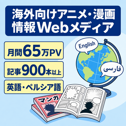 【月間65万PV 】SEO流入メイン！海外向け日本アニメ・漫画情報を多言語で発信するWebメディア