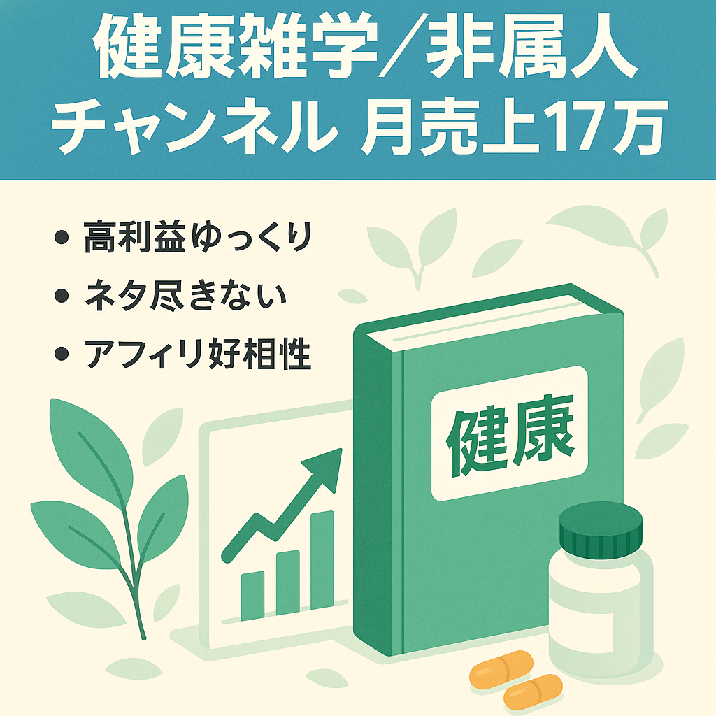 【収益右肩上がり中！現在月売上17万円】健康の雑学に関する非属人チャンネル