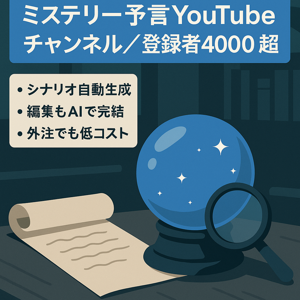 【スピード重視】登録者4000人越え | シナリオもai作成で低工数で運営可能なミステリーch | vrewで作成可能！