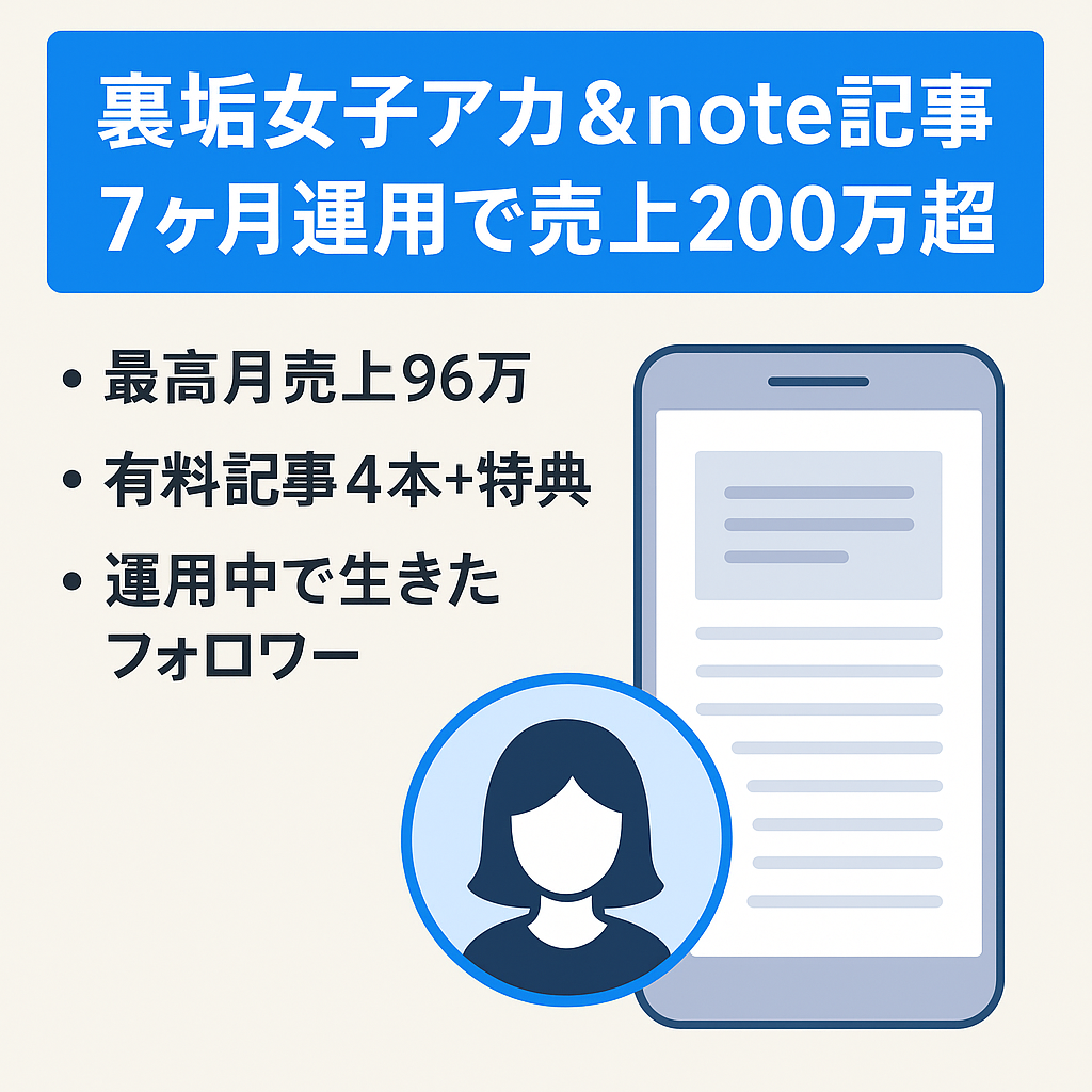 【運用７ヶ月で売上200万超】非モテ男子をターゲットにした裏垢女子アカウント｜note記事＆アカウントも譲渡