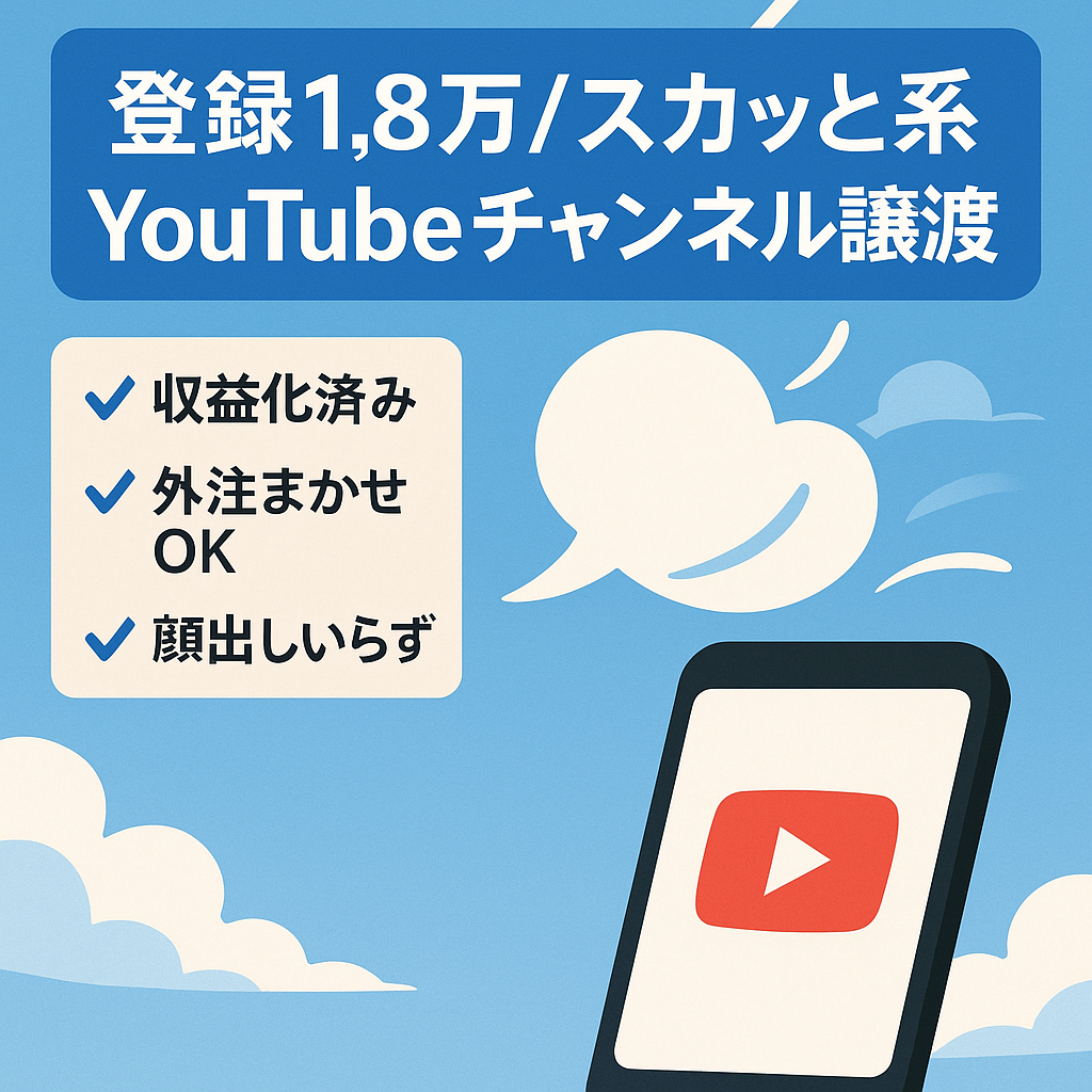 【収益化済み！チャンネル登録者1.8万人】顔出し不要のスカッと系YouTubeのアカウント譲渡！【値段交渉歓迎！】