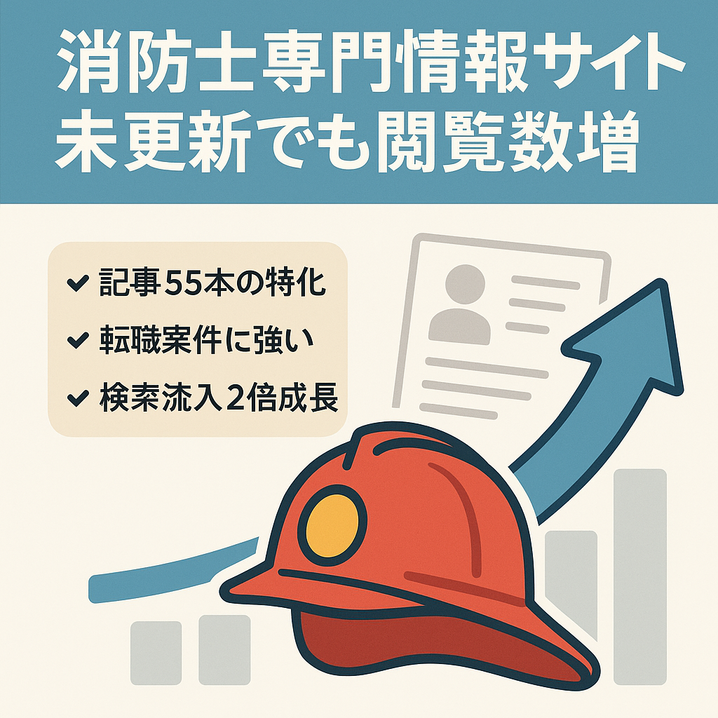 【3年未更新でもPV数右肩上がり】【転職案件サイトとの相性バツグン】消防士向けの専門情報サイト