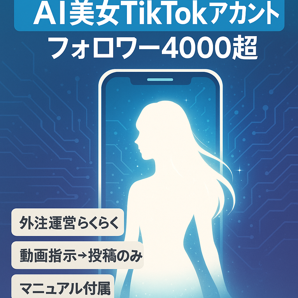 【早い者勝ち】フォロワー4000人以上↑｜AIディープフェイク美女Titokアカウント｜外注可能｜ディープフェイクマニュアルもセット