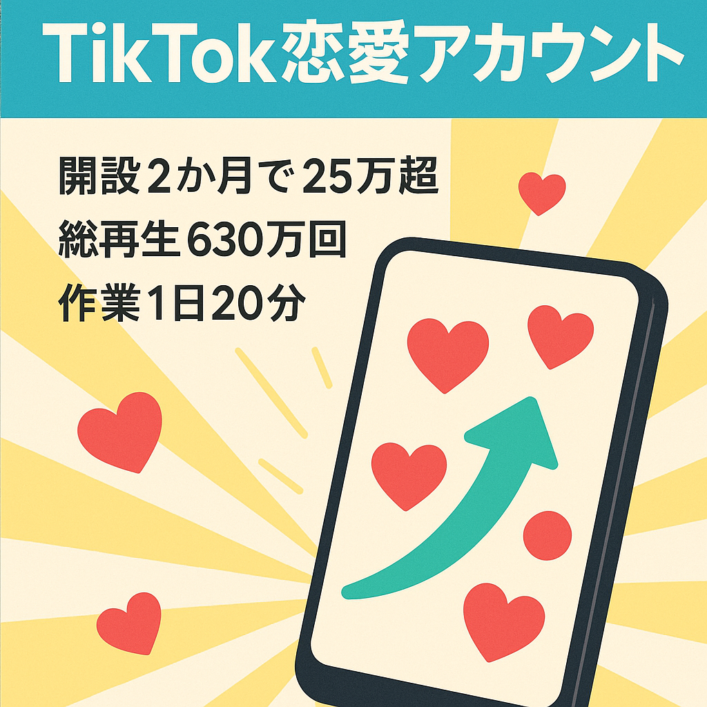 【9月月利¥276,320】【TikTok！恋愛アカウント】開始2ヶ月で25万以上マネタイズ！右肩上がり！