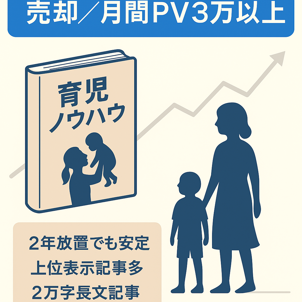子育て記事サイトの売却・月間PV3万以上