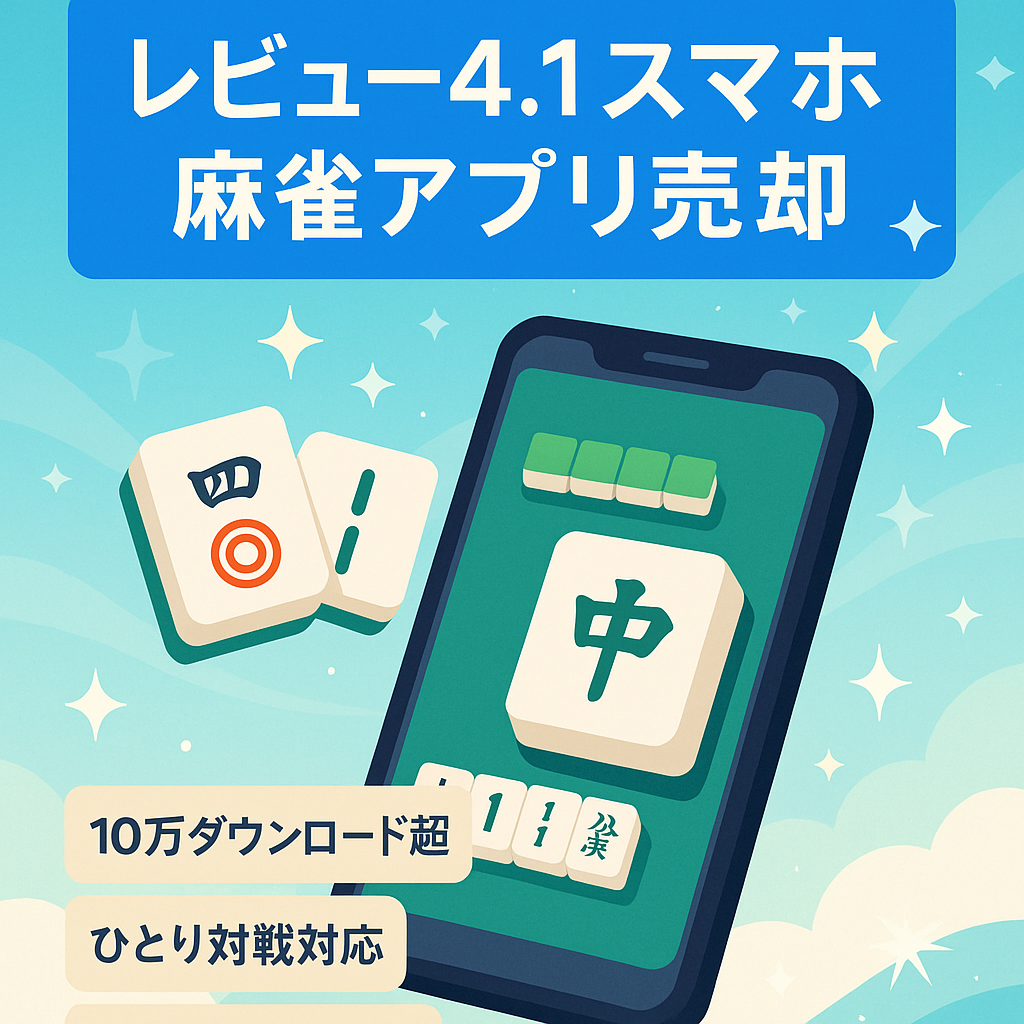 【レビュー評価4.1点獲得】iOS&Google Play向け麻雀ゲームアプリの売却
