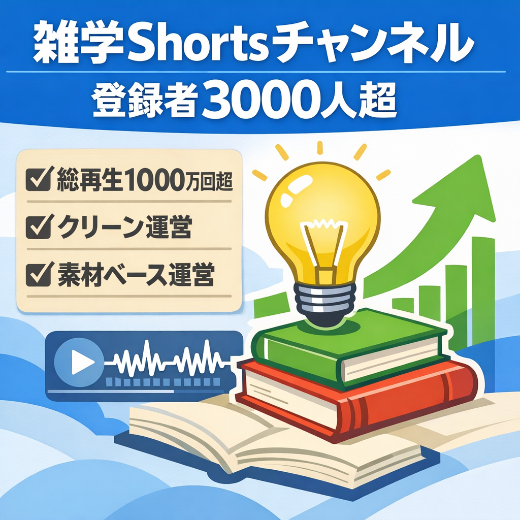 登録者3,000人超｜総再生回数1,000万回超｜雑学Shortsチャンネル｜・クリーン運営
