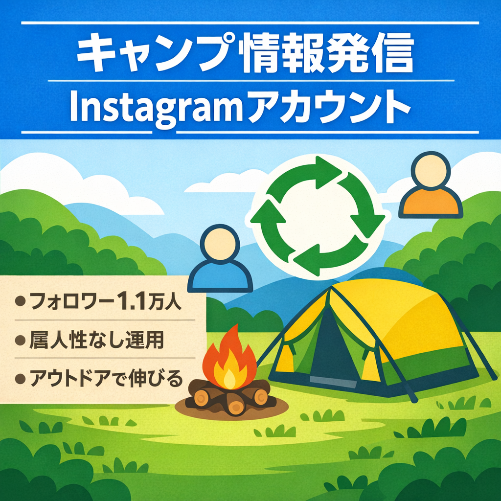 【フォロワー1.1万人超◎】【属人性なし】リポスト中心のキャンプ情報発信Instagramアカウント