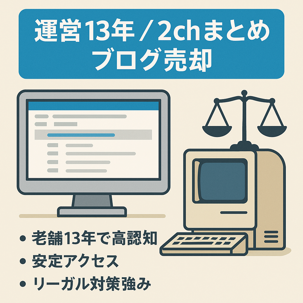 【運営13年】老舗人気2ch・5chまとめサイトブログを売却します。