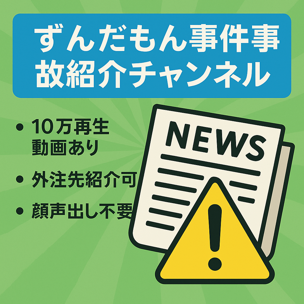 【9月運営開始・10万回再生動画有り】ずんだもん事件事故紹介チャンネル【外注紹介可能】