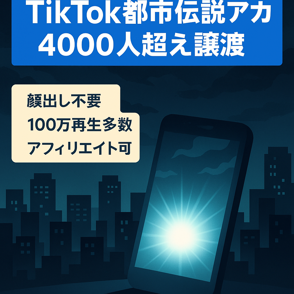 【早い者勝ち】【属人性なし！大人気 都市伝説アカ】TikTok 4000人超え！