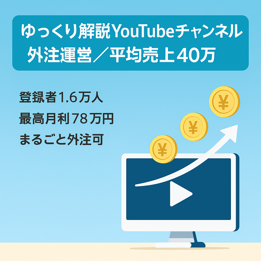 【最高月利78万円】直近半年平均売上40万円、外注運営ゆっくり解説YouTubeチャンネル
