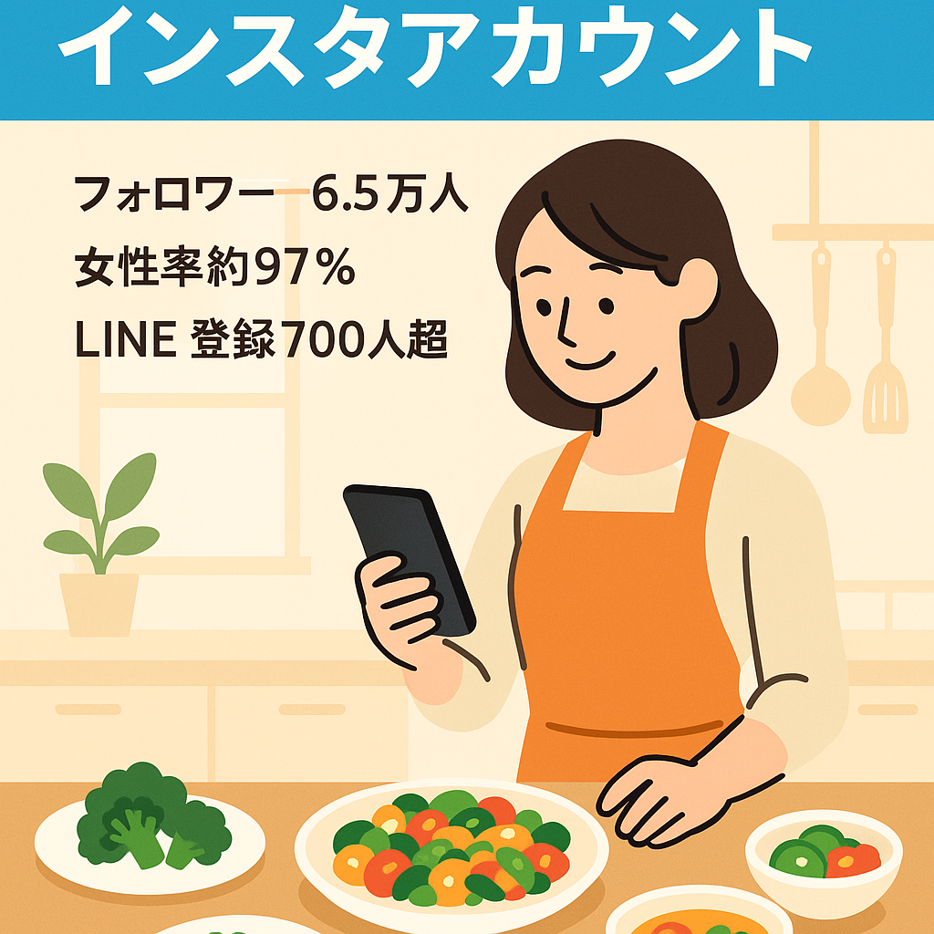【6.5万フォロワーインスタ】公式LINE 700人越えセット！主婦向け健康レシピアカウント