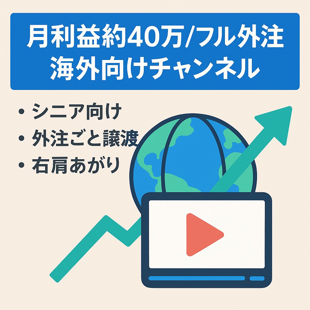 【今月利益見込み約40万円】フル外注運営/顔出し不要の海外向けチャンネル【属人性なし】