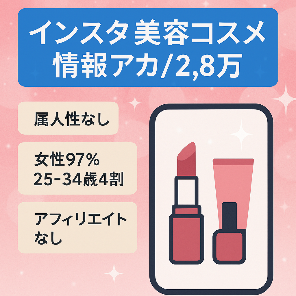 値下げ交渉可【Instagramフォロワー2.8万人以上】属人性なし・美容・コスメ情報アカウント