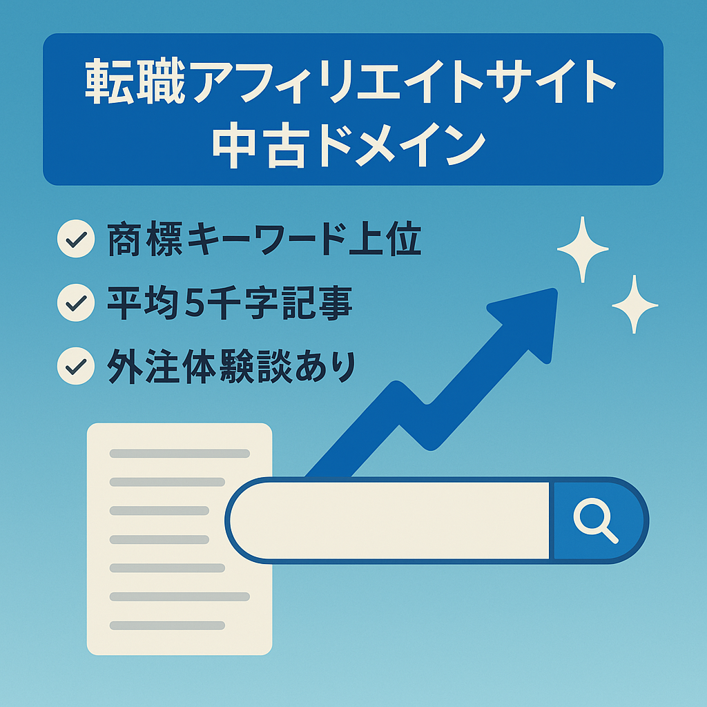 【商標KW上位表示あり】シリウス・10記事構成の転職アフィリエイトサイト（外注体験談使用・中古ドメイン）